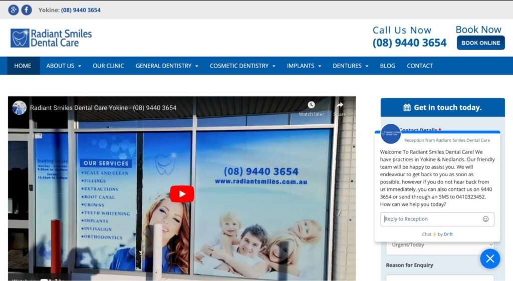 Radiant Smiles Dental Care's Homepage