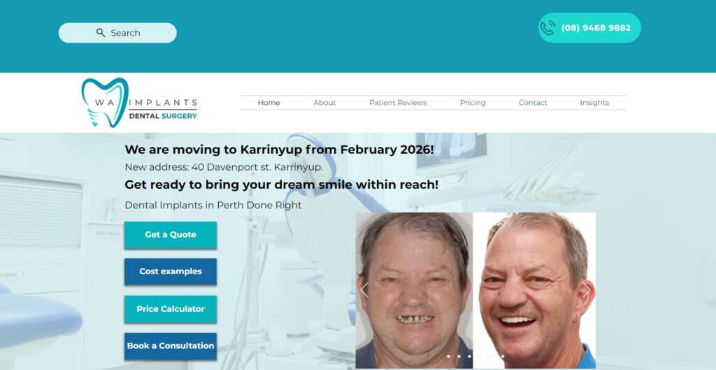 WA Implants Dental Surgery homepage