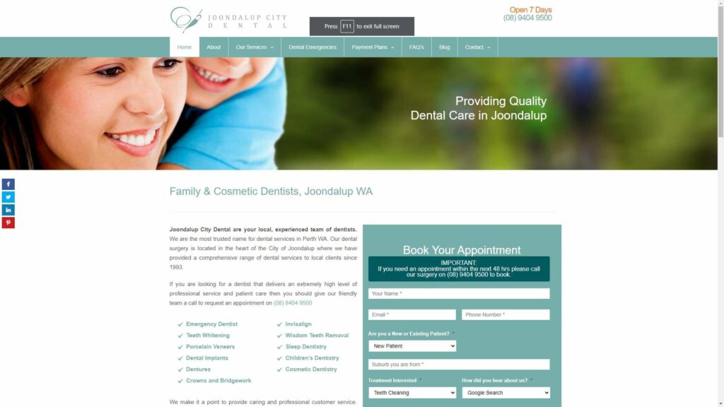 Joondalup City Dental Homepage