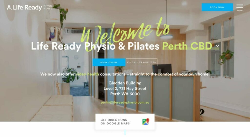 Life Ready Physio + Pilates Perth CBD Homepage