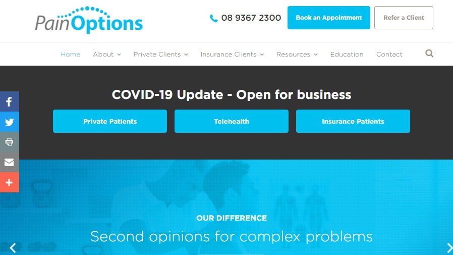 Pain Options Homepage