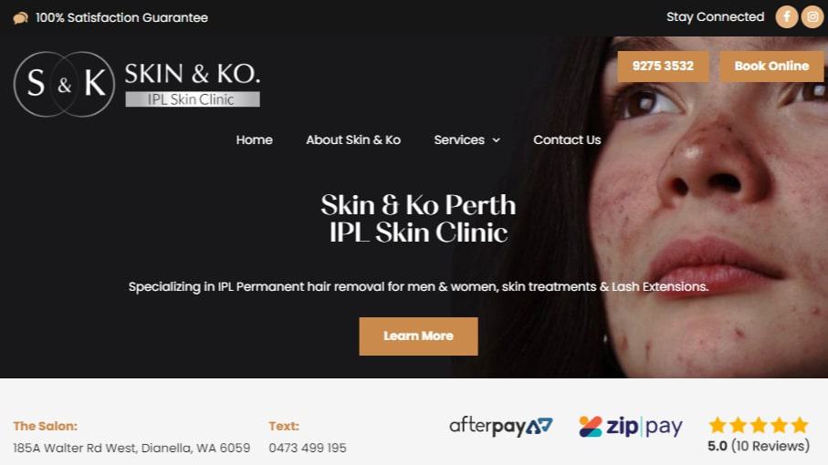 Skin & Ko Perth IPL Skin Clinic Homepage