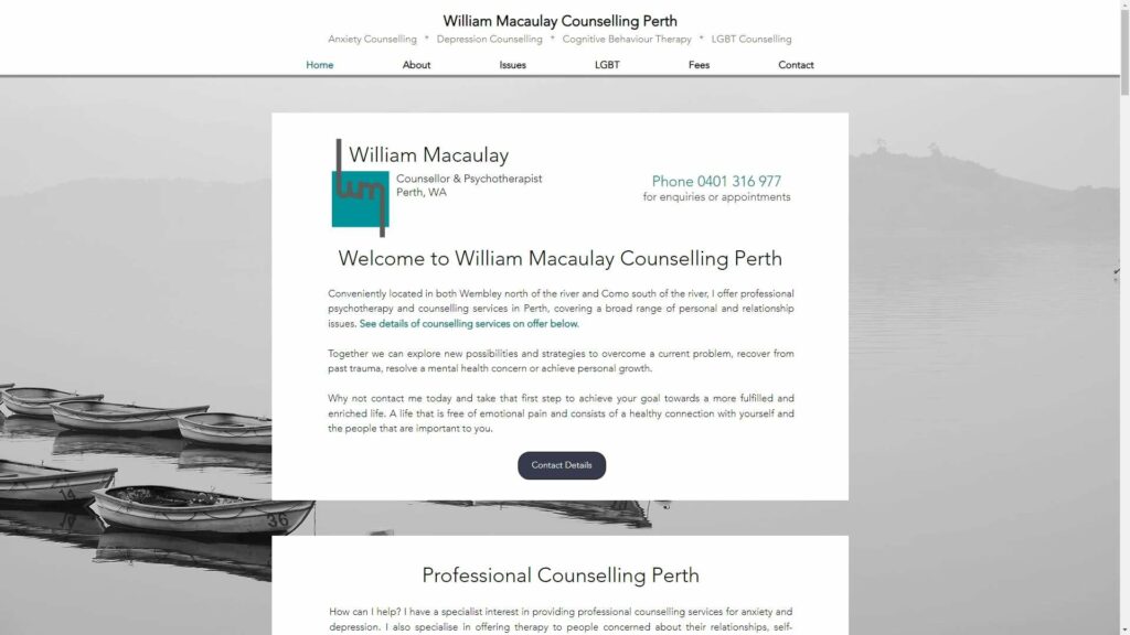 William Macaulay Counselling Perth Homepage