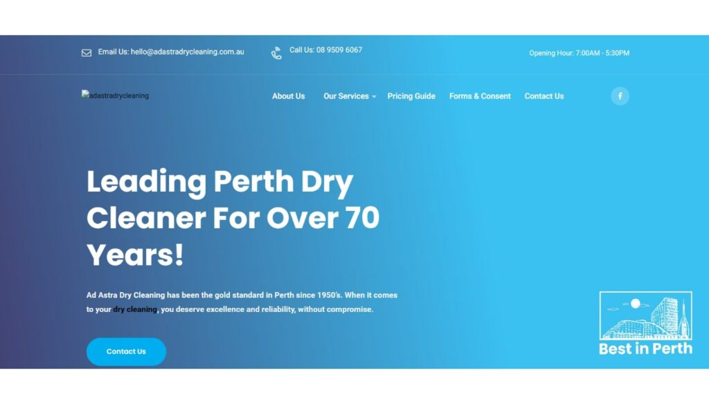 Ad Astra Dry Cleaning' Homepage