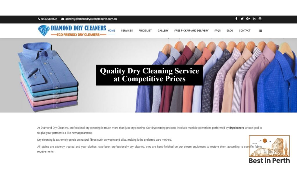 Diamond Dry Cleaners' Homepage