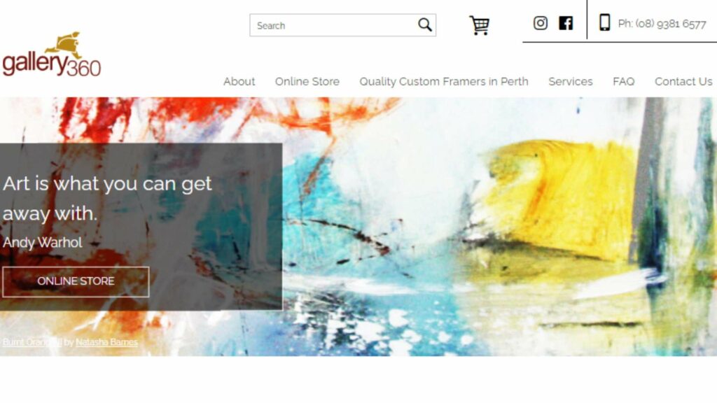 Gallery 360' Homepage