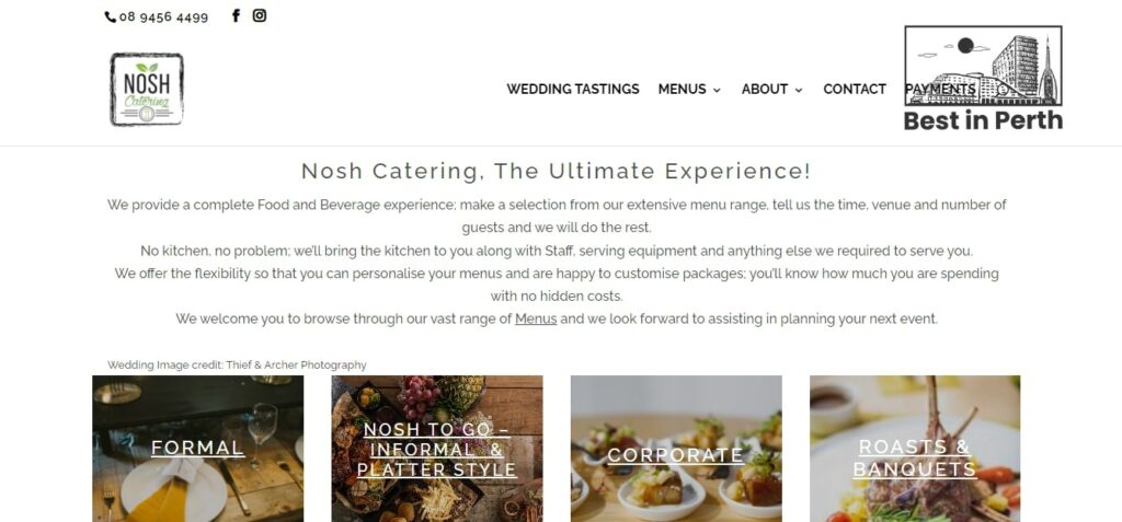 Nosh Catering' Homepage