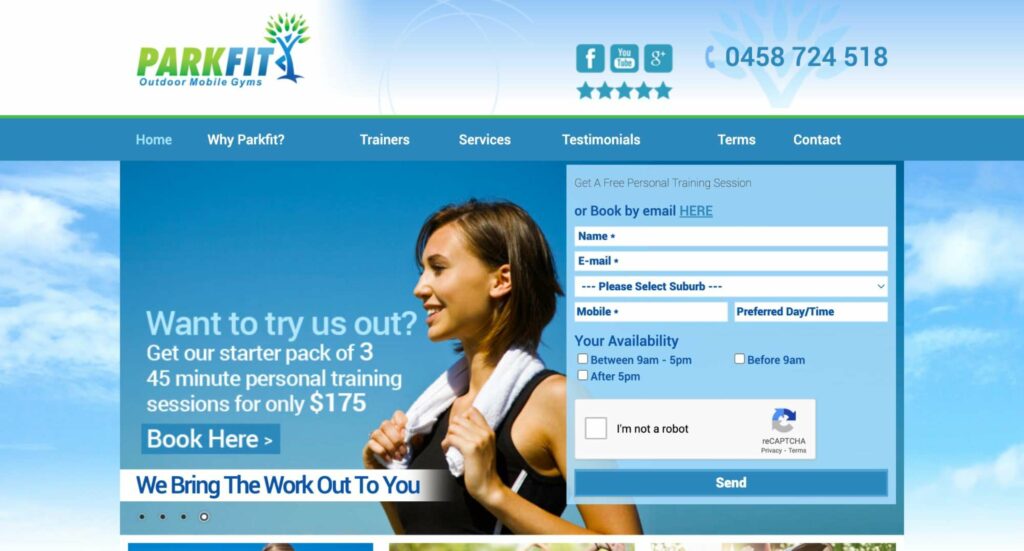 Parkfit Outdoor Personal Training' Homepage