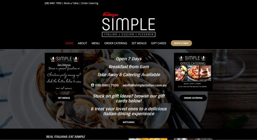 SIMPLE Italian Cucina Pizzeria's Homepage