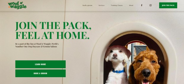 woof n waggle homepage
