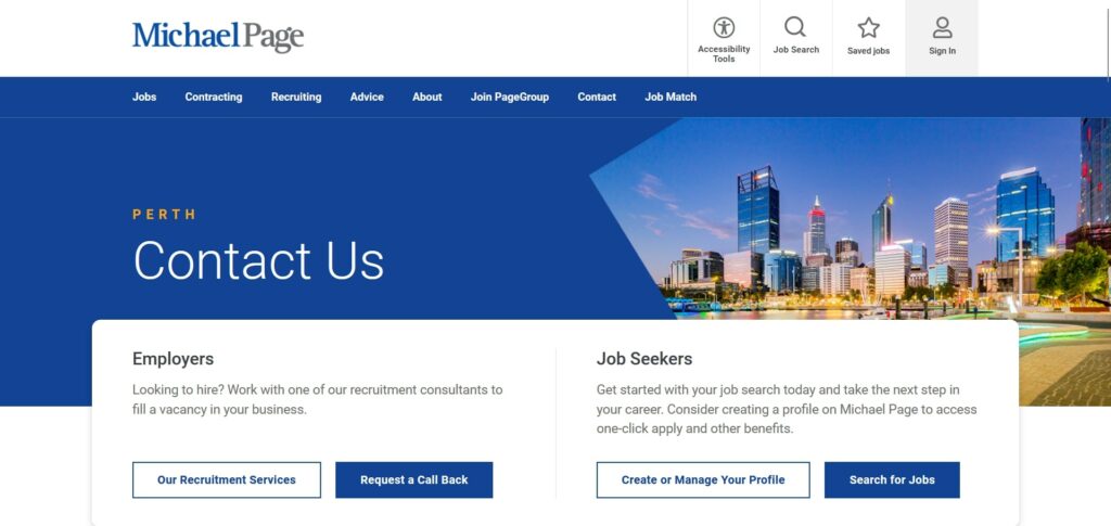 Michael Page Recruitment Agency's Homepage