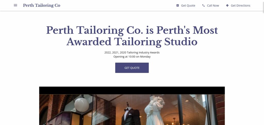 Perth Tailoring Co's Homepage