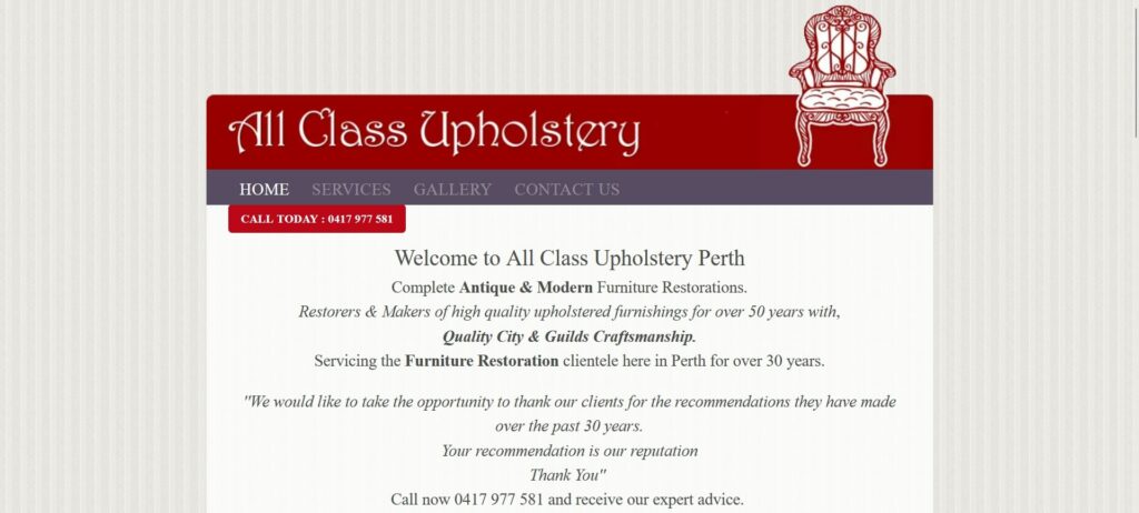 All Class Upholstery Perth's Homepage
