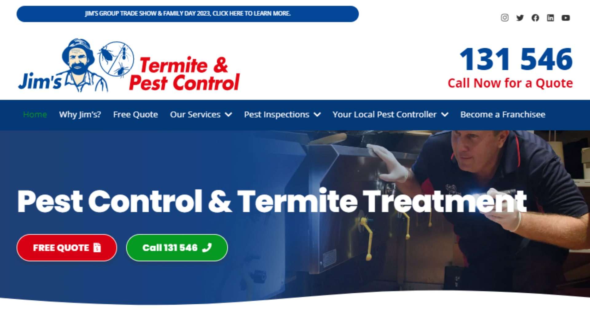 Jim's Termite & Pest Control's homepage