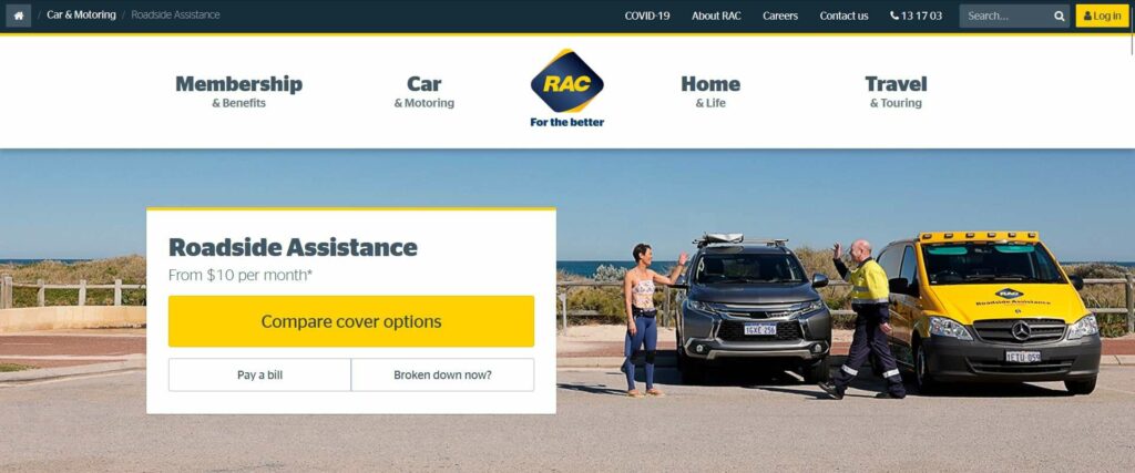 RAC Roadside Assistance's Homepage