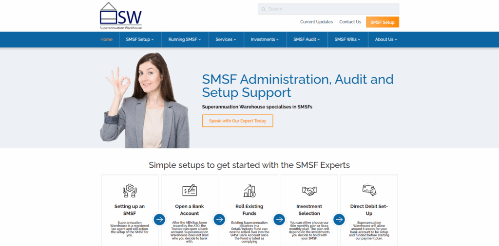 SMSF Warehouse homepage