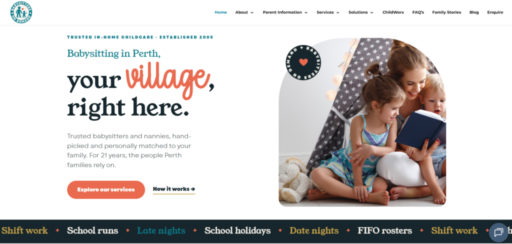 Babysitters on Demand's Homepage